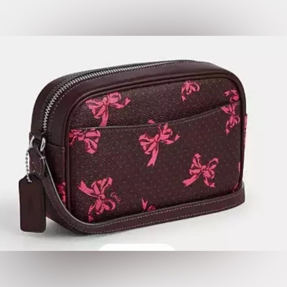 Coach Mini Jamie Camera Bag In Signature Canvas With Bow Print Purses Womens - Picture 6 of 15